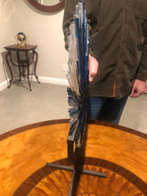Load image into Gallery viewer, Fused Iridescent and Blue Glass Sculpture.