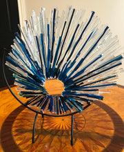 Load image into Gallery viewer, Fused Iridescent and Blue Glass Sculpture.