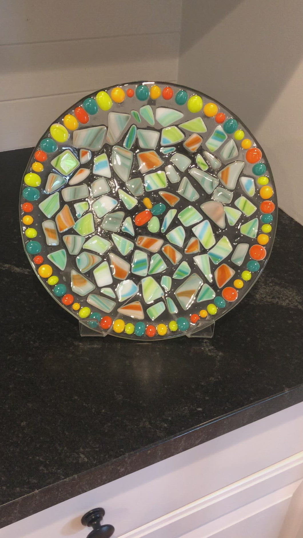 Clear Multi Rainbow Cobble bowl
