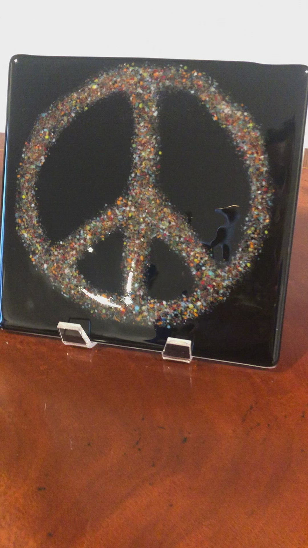 Fused Glass Peace Sign-Powder