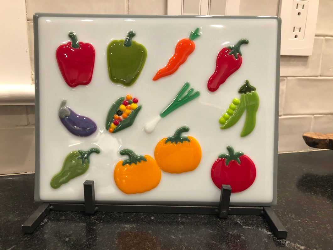 Fused Glass Vegetable Plaque