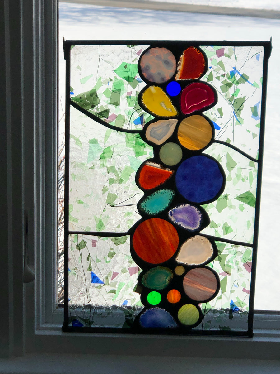 Stained Glass Geo Rocks Panel – Red Lips Glass Art